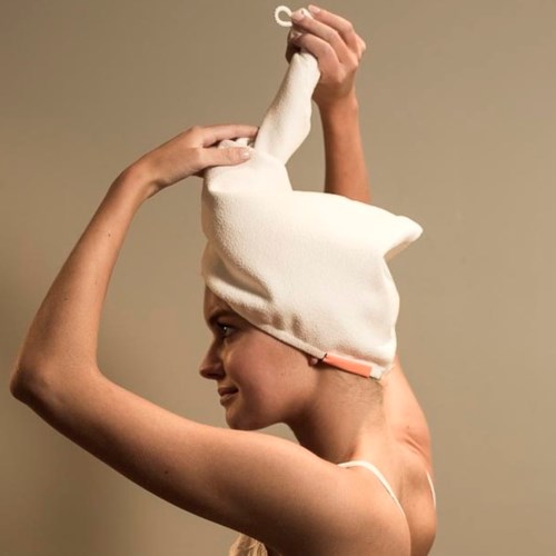 Aquis Lisse Luxe Turban Vit Slät