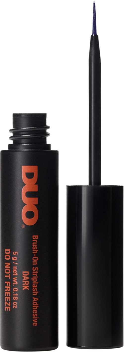 Black eyebrow gel tube with a brush applicator showing on a white background.