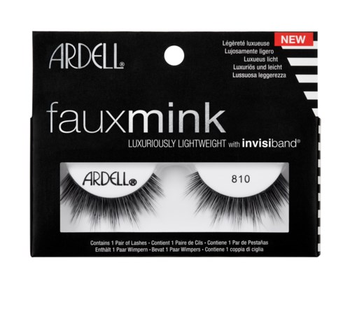 Schwarze Verpackung mit falschen Mink-Wimpern, ARDELL, hebt leichte und luxuriöse Eigenschaften hervor, mit rotem "NEU"-Aufkleber.