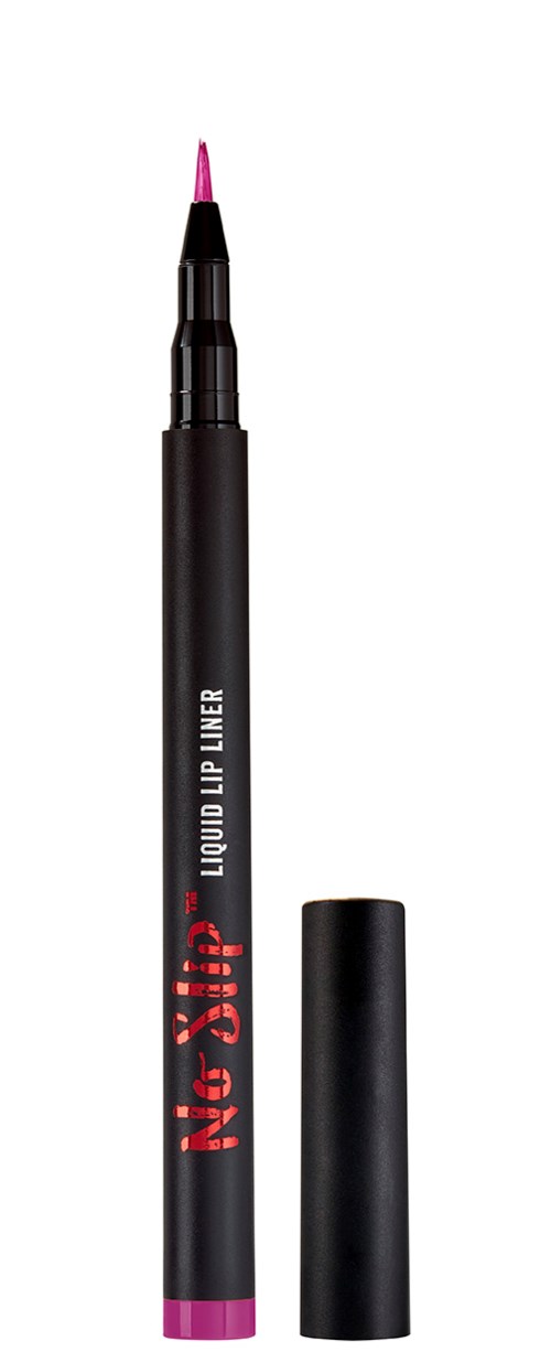 En rosa flytende leppeblyant med svart kropp og hette, merket "Liquid Lip Liner."