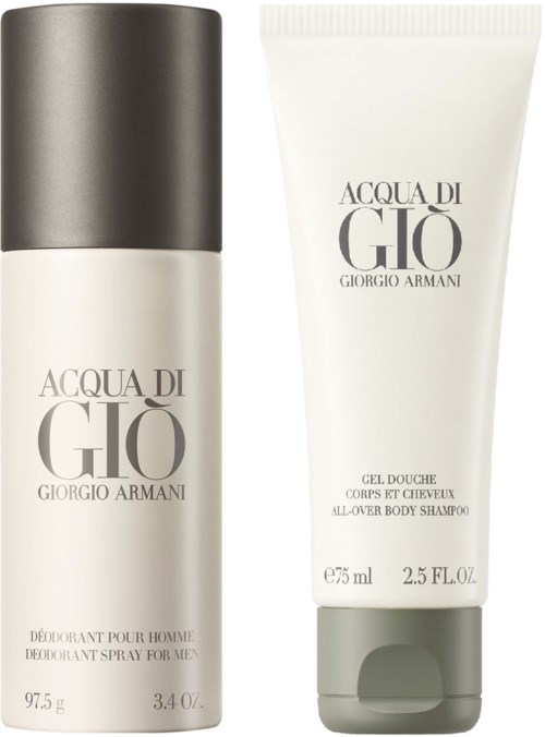 This is a bottle of men's deodorant and a tube of all-over body shampoo from Acqua di Giò by Giorgio Armani.