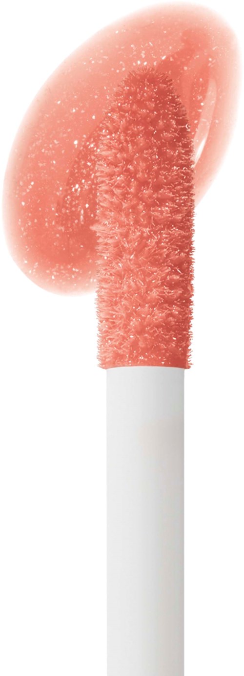 En sminksvamp med lång handtag, ljusrosa färg och texturerad yta för att applicera makeup.