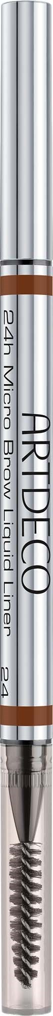 A makeup pencil with a black striped tip and silver body, labeled Ardeco, used for eye or eyebrow makeup.