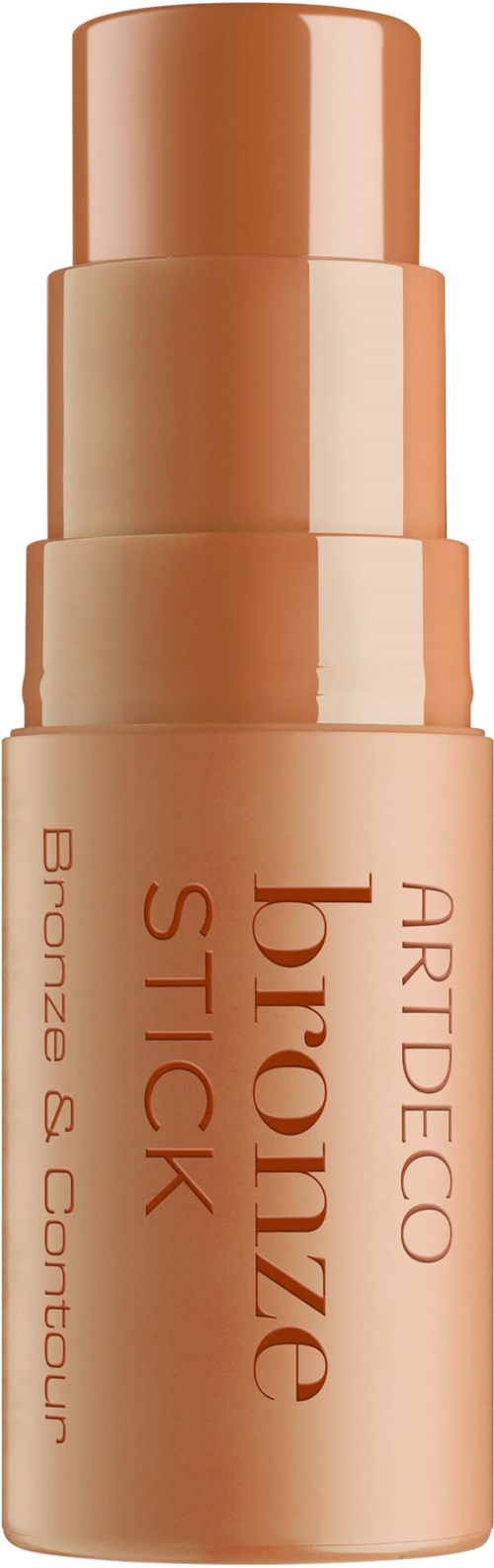 Eine beige Flasche mit ARTDECO Brow Tint Stick mit Druckknopfspender und braunem Textetikett.