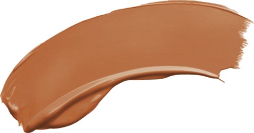 Eine beige-braune Cremeprobe von Foundation oder Concealer, verteilt auf weißem Hintergrund.