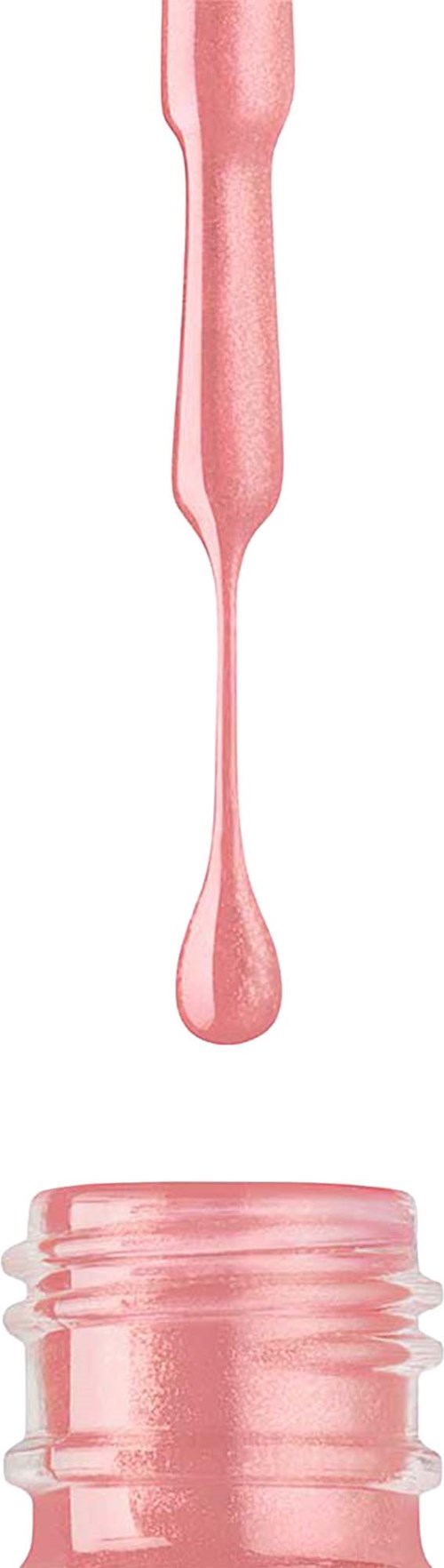 Pink lip gloss with applicator dripping over open container.