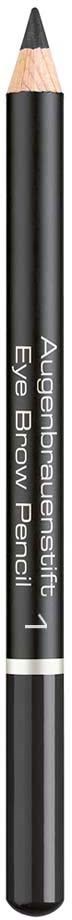 En svart penna med ljus spets och vitt text som säger 'Augenbrauenstift 1 Eye Brow Pencil'.