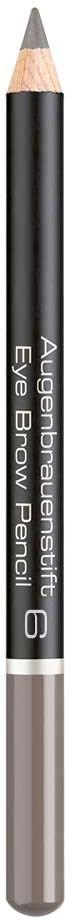 A black and silver eyebrow pencil with white text on the black part, labeled 'Augenbrauenstift Eye Brow Pencil 6'.