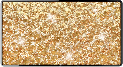 Ein Computer- oder Telefonbildschirm zeigt einen funkelnden goldenen Glitzer-Hintergrund.