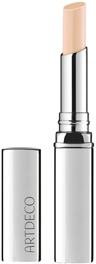 Ett läppstift med silverhölje och en beige färg sticker ut, märkt ARTDECO.