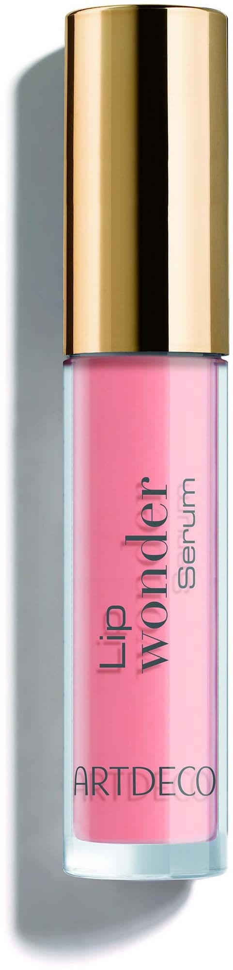 A small pink bottle with a gold cap labeled Lip Wonder Serum from ARTDECO.