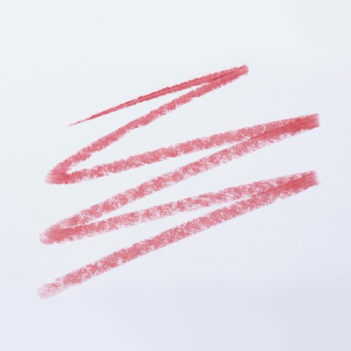 Pink crayon strokes on white paper, arranged in a loose, horizontal pattern.