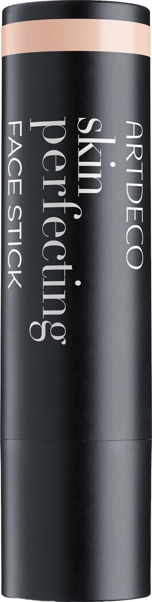 A black face stick with a light pink strip near the top, labeled Artdeco skin perfecting face stick.