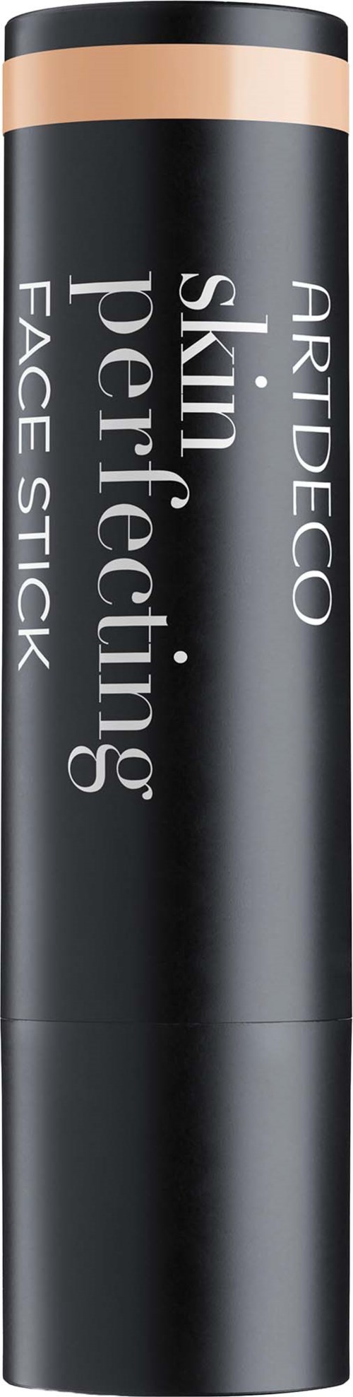 A black cylindrical face stick with a light gold cap. The product label reads Skin Perfecting Face Stick by Artdeco.