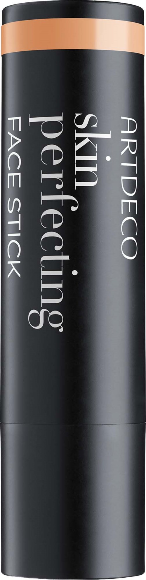 A black cylindrical face stick with a rose gold band, labeled Artdeco Skin Perfecting Face Stick.