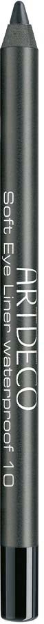 En svart penna märkt 'AR DICO', 'Soft Eye Liners' och 'Waterproof 10'.