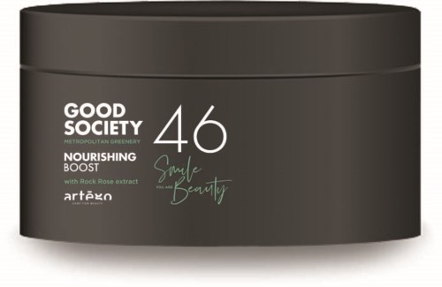 Een zwarte container met witte en groene tekst, promoten een huidverzorgingsproduct met natuurlijke ingrediënten.