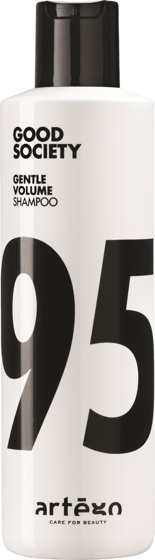 En vit schampoflaska med svart text och ett stort nummer '95'. Den är från märket 'artéxa'.