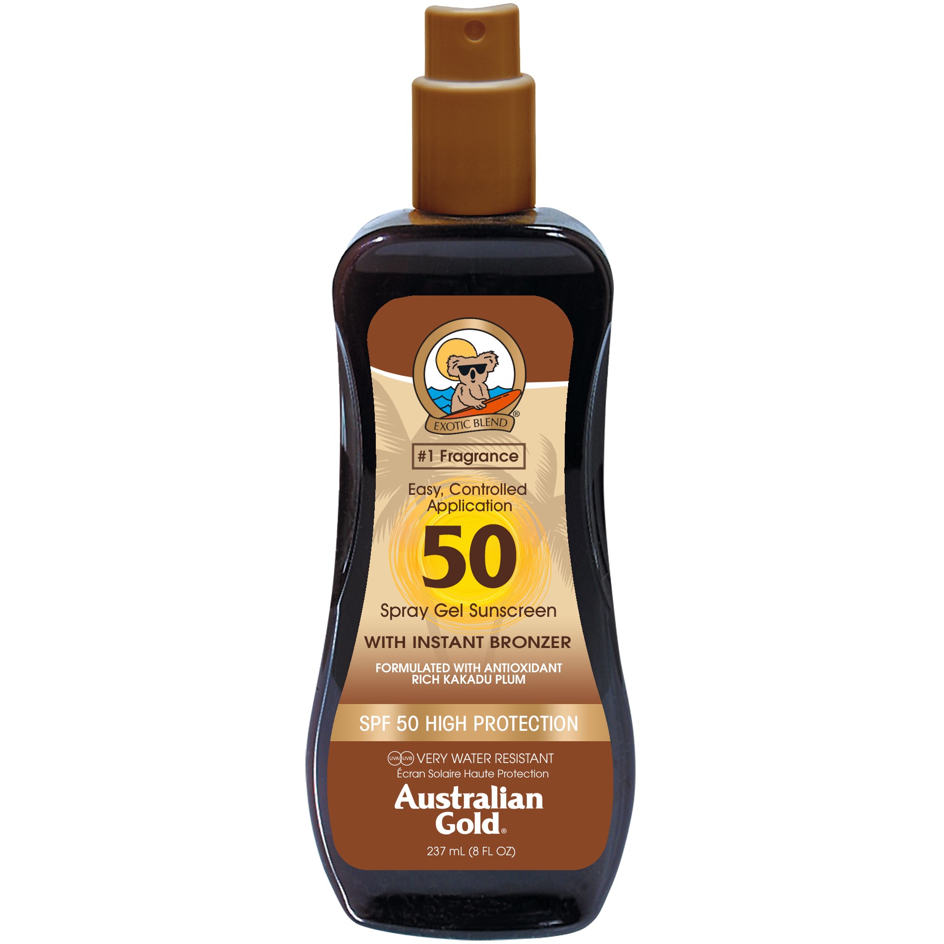 Läs mer om Australian Gold SPF 50 Spray Gel with Bronzer 237 ml