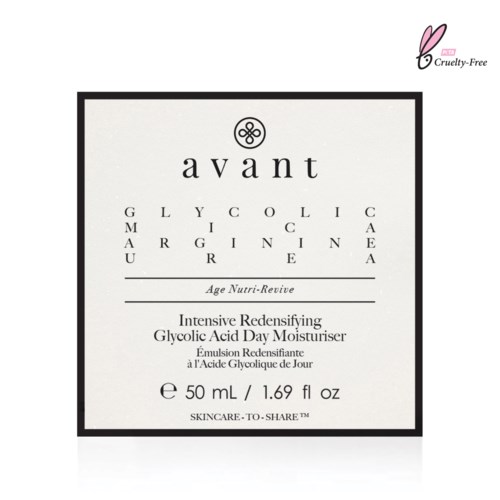 A white box with black border contains skincare product info. It mentions cruelty-free, vegan ingredients, and age renewal benefits.