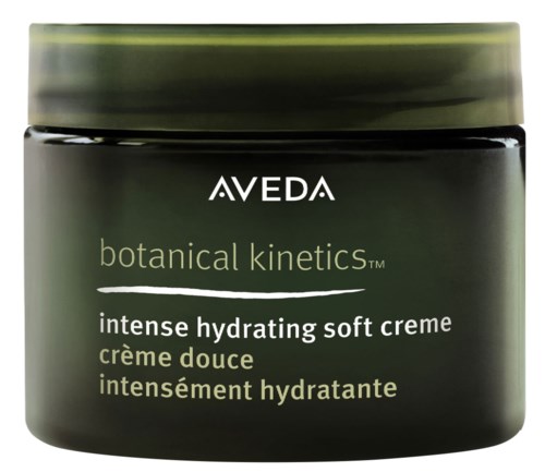 Musta lasipurkki vihreällä kannella, Aveda-merkkinen, sisältää intensiivisesti kosteuttavaa pehmeää voidetta iholle.