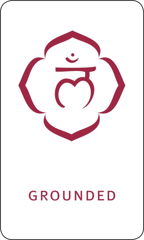 Yksinkertainen logo, jossa on hymyilevä kasvot, avoin käsi ja sana Grounded.