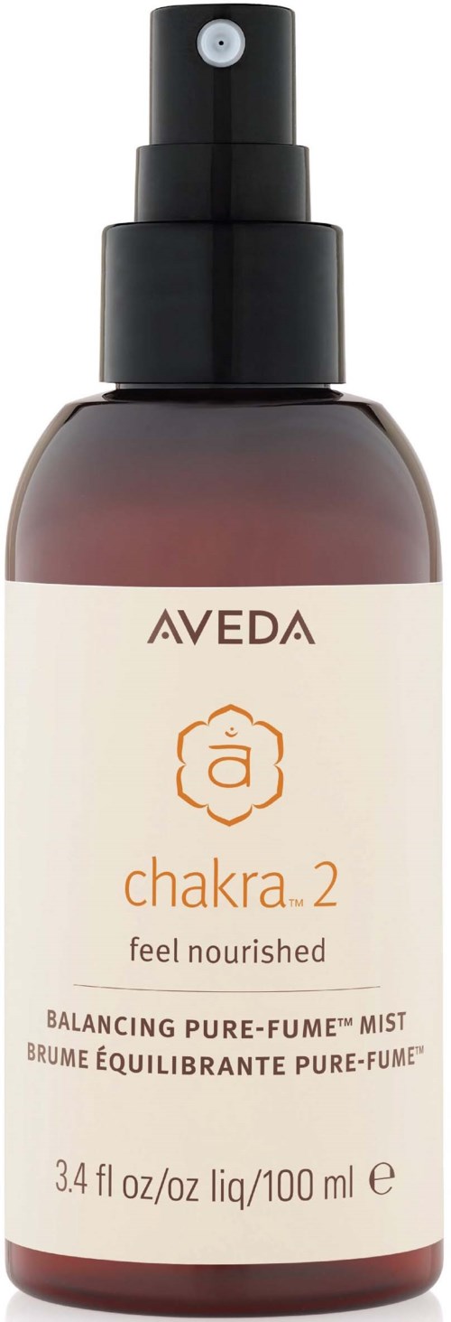 Aveda chakra-balanssisimistipullo suihkuttimella, merkitty hyvinvointiin ja ravitsemukseen, 3,4 fl oz.