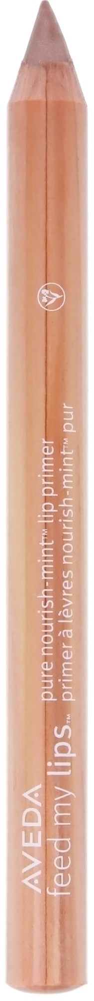 Een beige liplinerpotlood van Aveda met witte tekst.