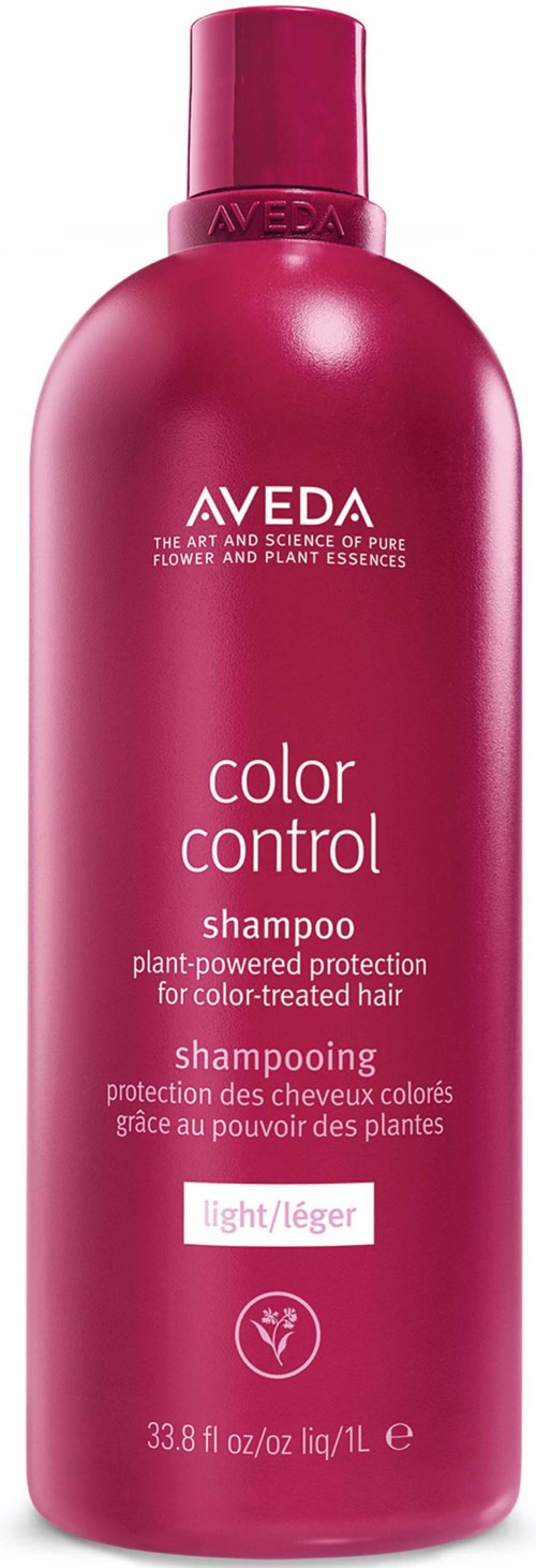Pinkki shampoopullo, Aveda Color Control, suojaa värjättyä hiusta, vaaleampi sävy, 33,8 fl oz.