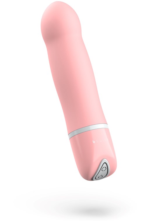 Een roze elektronisch apparaat in vinger-vorm met knoppen onderaan.