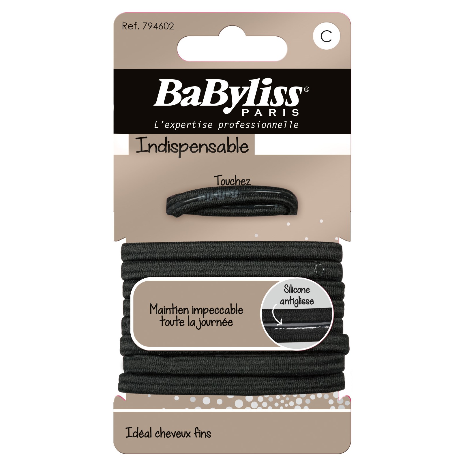 Läs mer om BaByliss Indispensable 794602 Svart snodd 9 st anti-glid