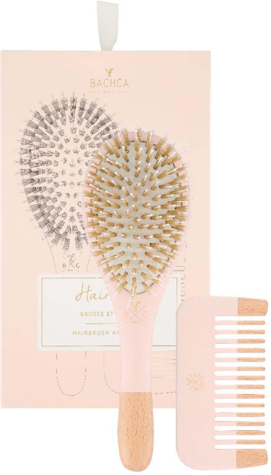 Bachca Baby Kit Pink Brush 100% boar small size + wooden comb