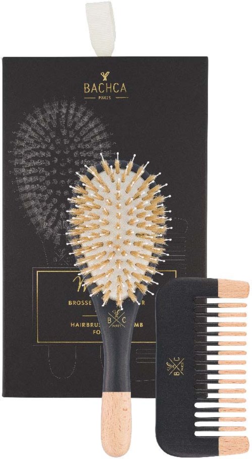 BACHCA Men Kit Brush Boar and Nylon small size + wooden comb