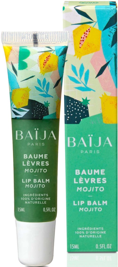Balsam do ust z kolorowym, tropikalnym wzorem owoców, o smaku mojito, od Baïja Paris, 15 ml.