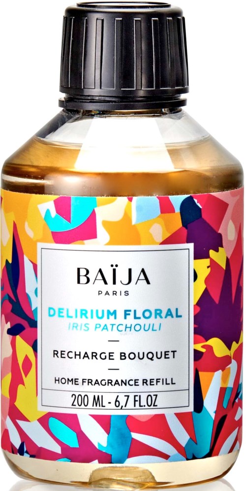 Färgglad blomsterdesign för hemdoft påfyllning med iris patchouli doft, 200 ml/6,7 fl oz.