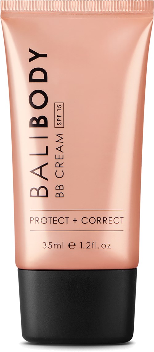 Valkoinen ja musta putki, merkitty 'BALBODY BB CREAM SPF 15 Protect + Correct', 35 ml.