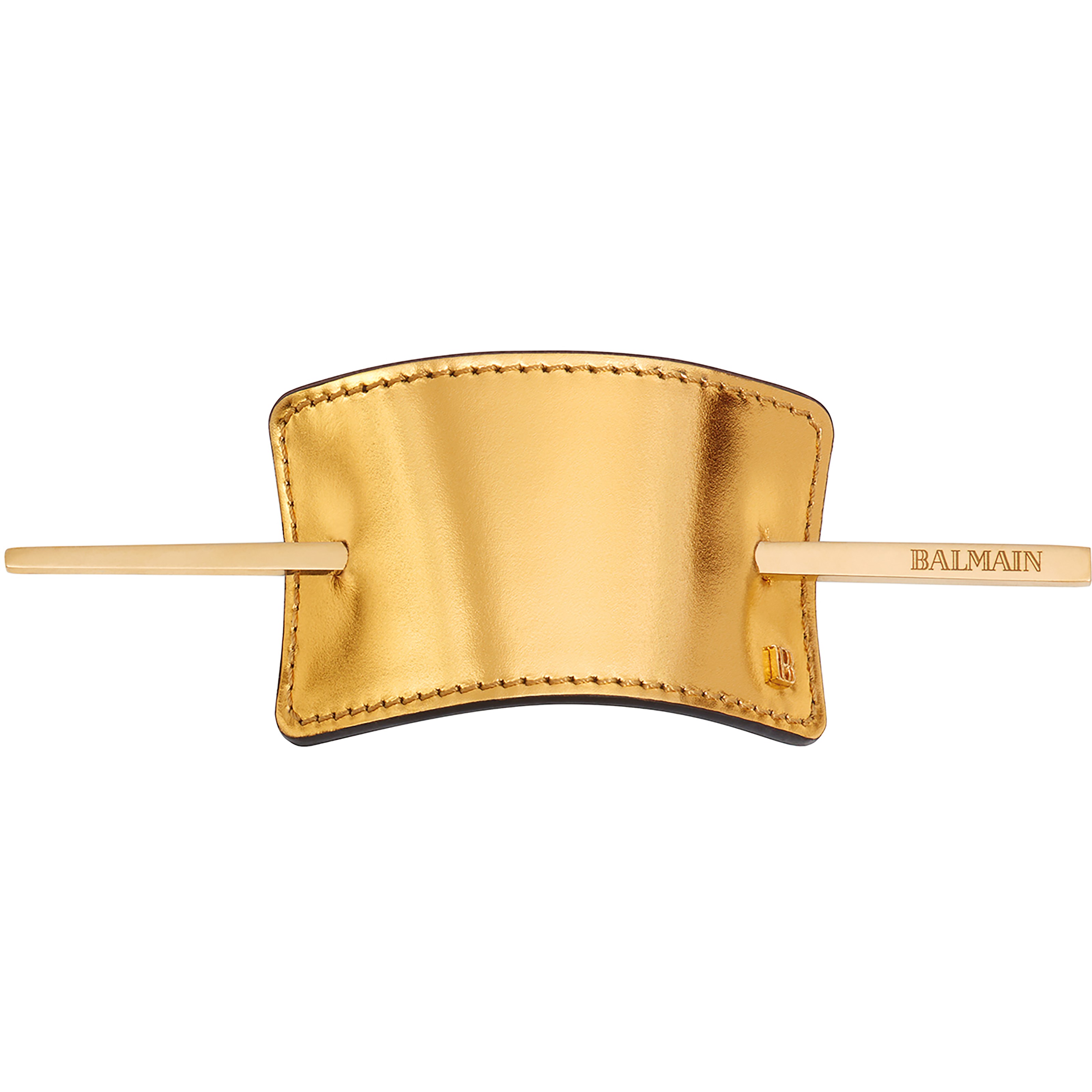 Balmain Hair Couture Hair Barrette Leather Gold