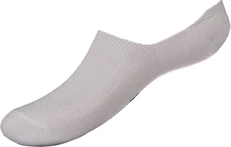 En enkel vit socka med enkel design, ligger plant mot en vit bakgrund.