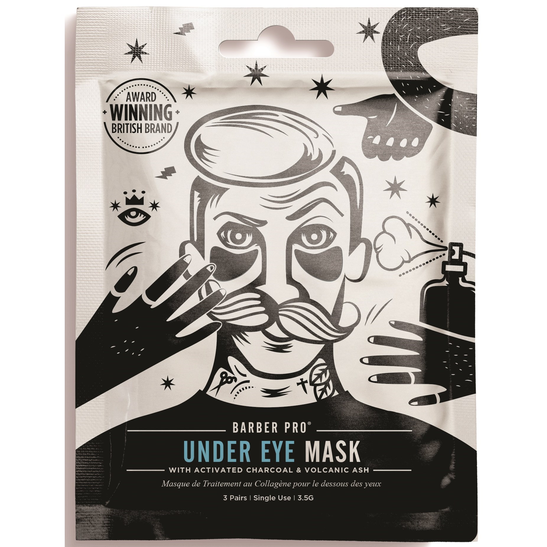 Barber pro Under Eye Mask With Activated Charcoal & Volcanic Ash