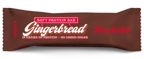 Proteinbar med smak av pepperkake, uten tilsatt sukker, 16 gram proteiner og myk tekstur.