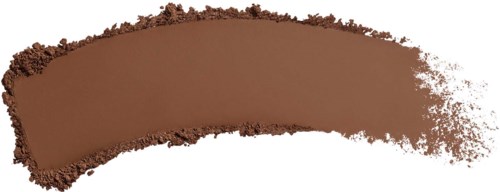 A curved smear of brown makeup or powder on a black background.