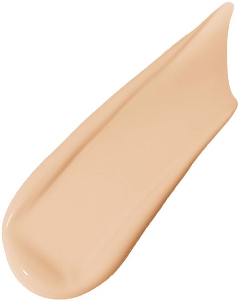 Beige-värinen nestemäinen meikkivoide näyte, jolla on sileä rakenne ja kaareva muoto.