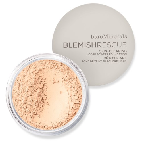 Löst puderfoundations från bareMinerals märkt Blemish Rescue, för hudrening.