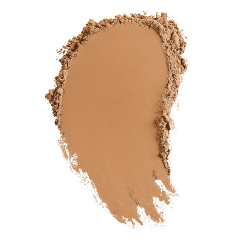 Pulvermakeup utbrett, mest beige, med vissa grova kanter och en slätare mitt.