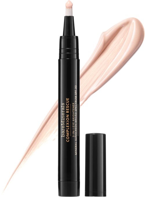 Sort læbestiftpen med beige læbestiftprøve og cremefarvet makeupstrøg.