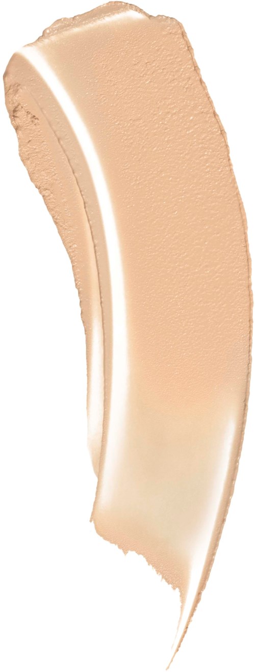 A beige and white creamy smear, possibly foundation or concealer, with a smooth texture and a curved shape.