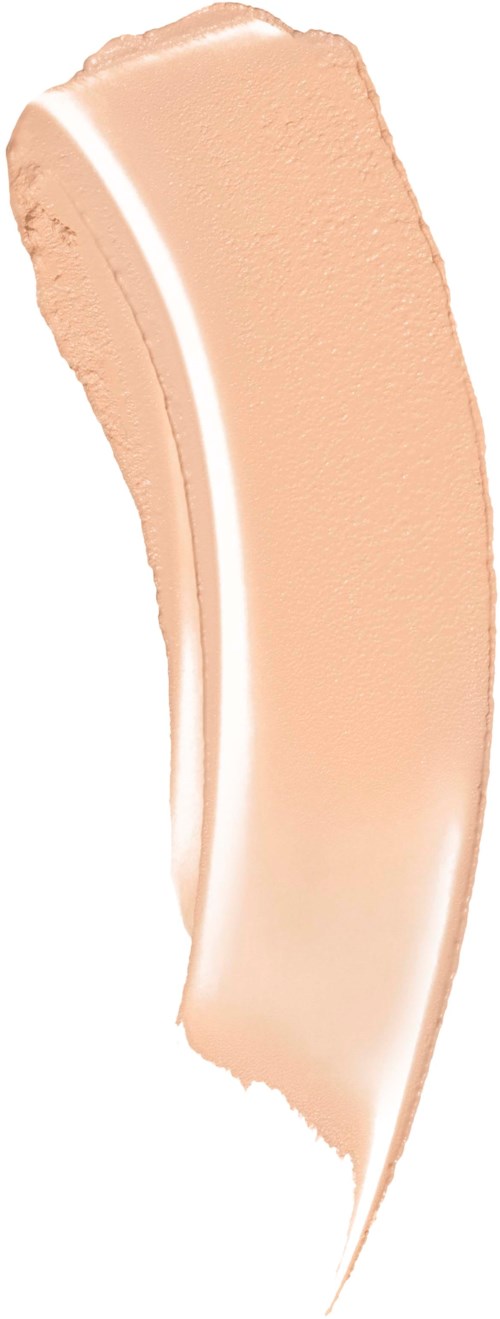 A streak of light beige-colored makeup or foundation with a curved shape.