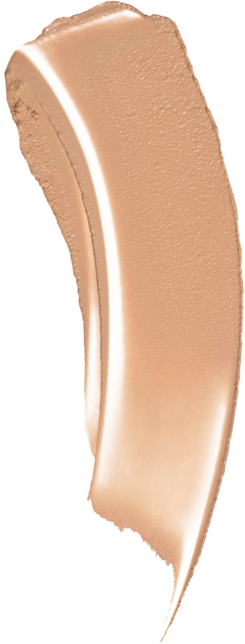 A beige or tan makeup or foundation swatch with a smooth, creamy texture and curved shape.