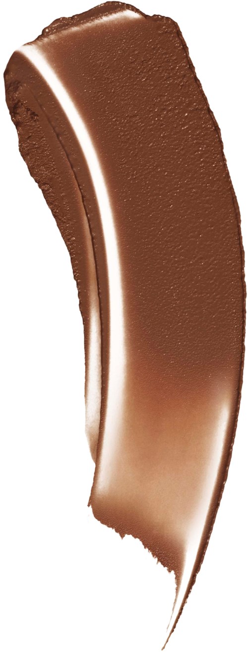A curved, smooth chocolate smear with a lighter edge and a glossy finish.