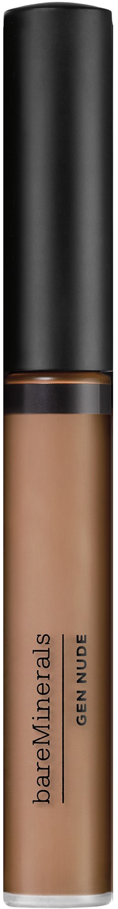 Beige nestemäinen peiteaine läpinäkyvssä putkessa, jossa musta kansi ja merkintä 'bareMinerals GEN NUDE'.